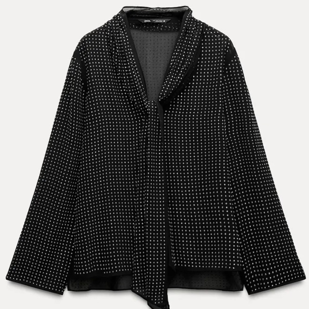 Zara Black and White Polka Dot Blouse